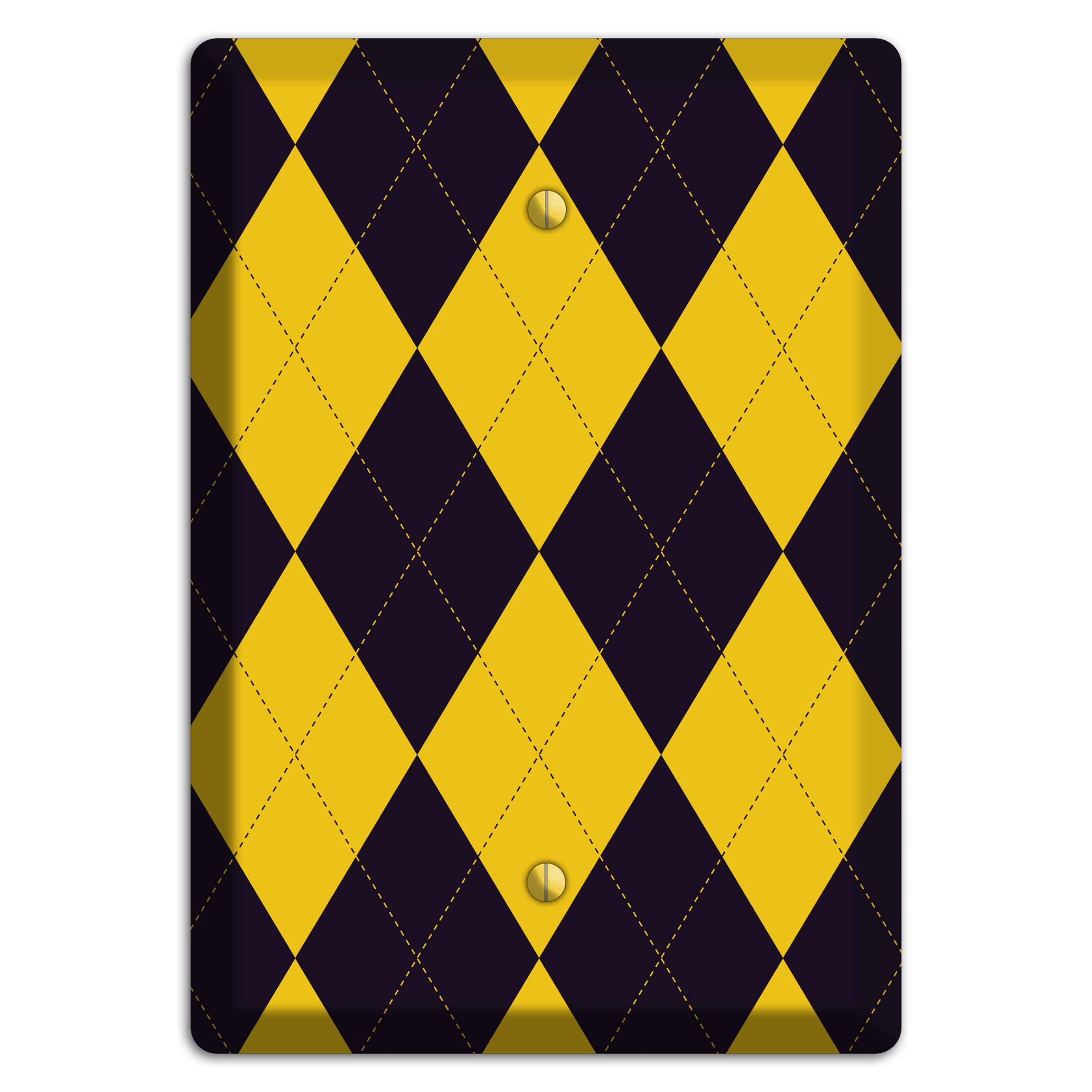 Yellow and Dark Purple Argyle Blank Wallplate