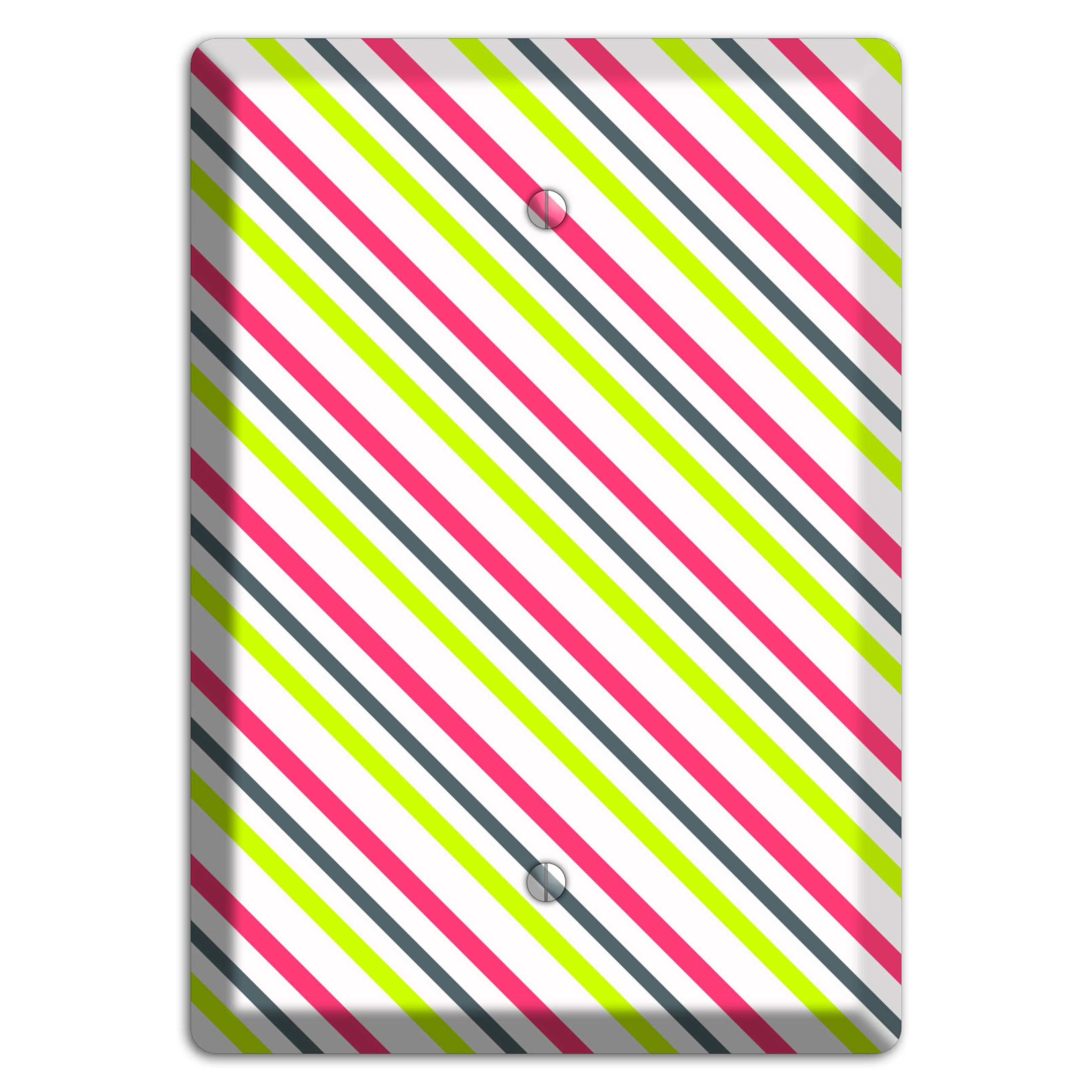 Fuschia and Lime Angled Stripe Blank Wallplate