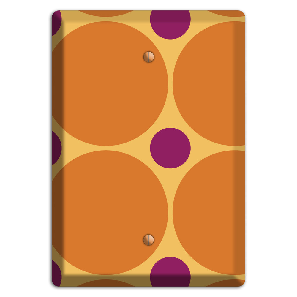 Orange with Umber and Plum Multi Tiled Large Dots Blank Wallplate