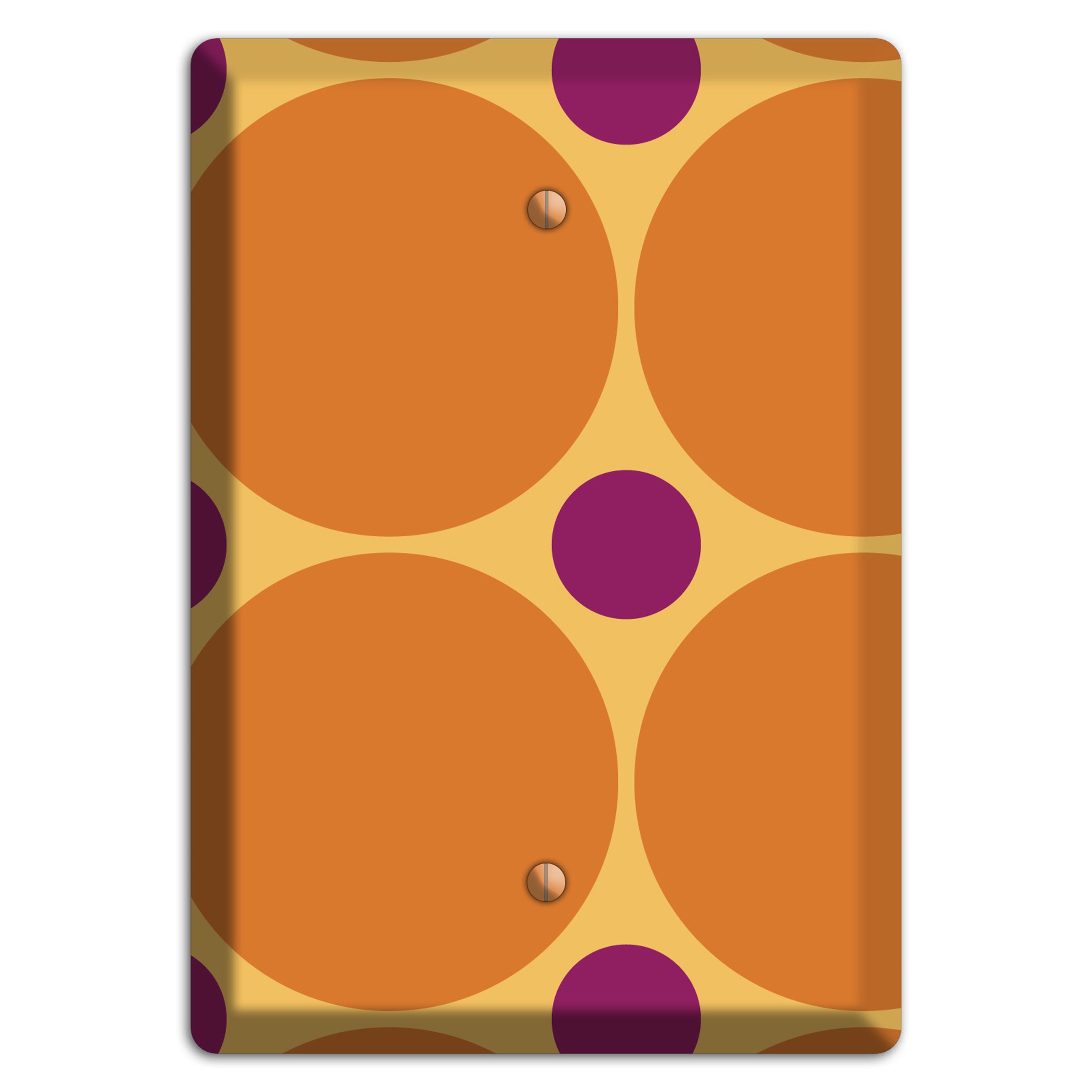 Orange with Umber and Plum Multi Tiled Large Dots Blank Wallplate
