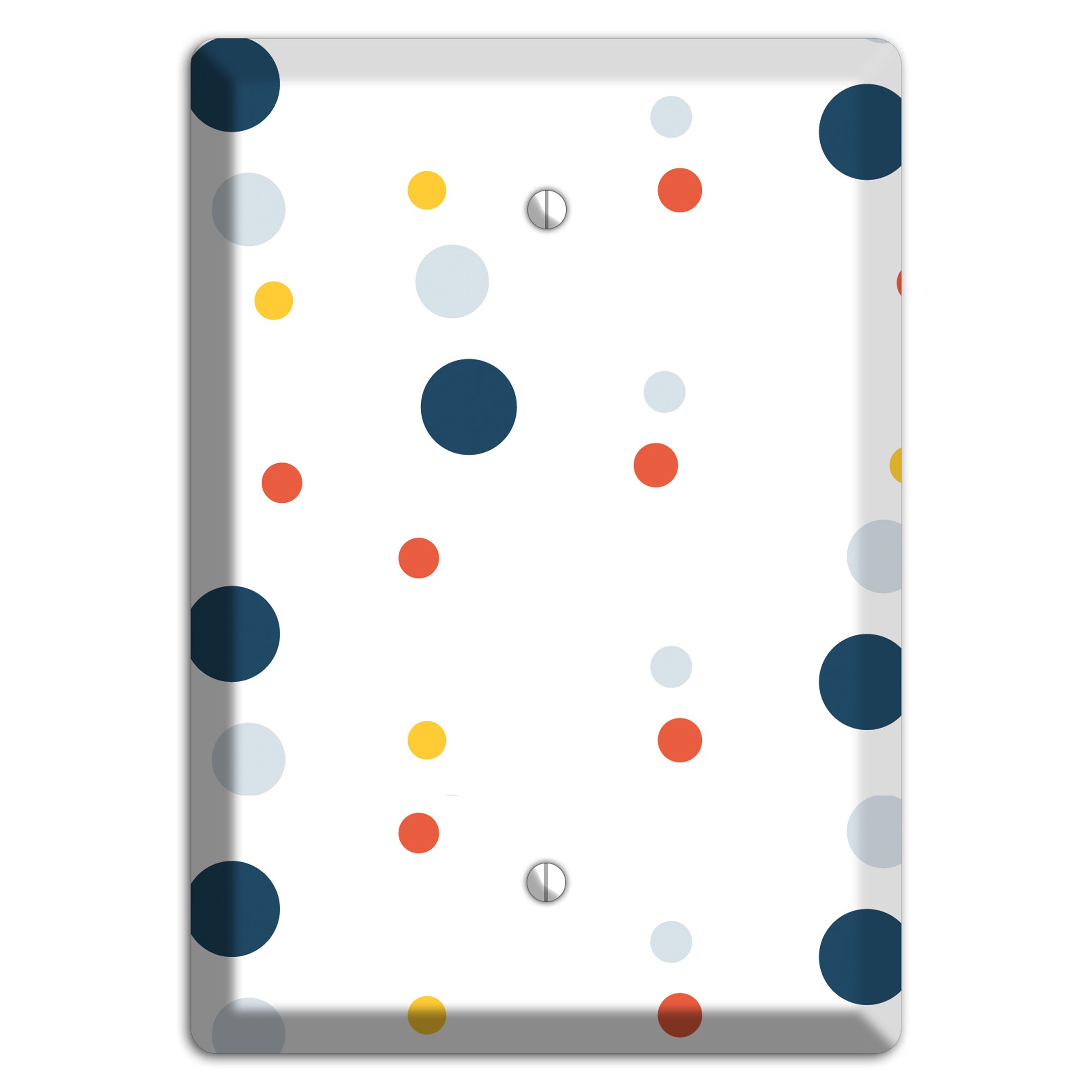 White with Multi Blue and Umber Medium Dots Blank Wallplate