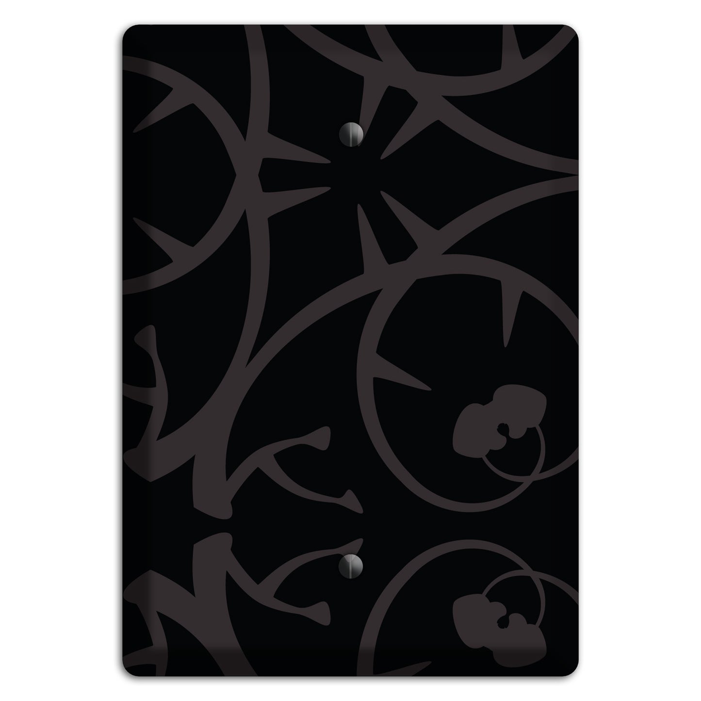 Black with Grey Abstract Swirl Blank Wallplate