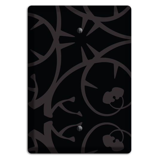 Black with Grey Abstract Swirl Blank Wallplate