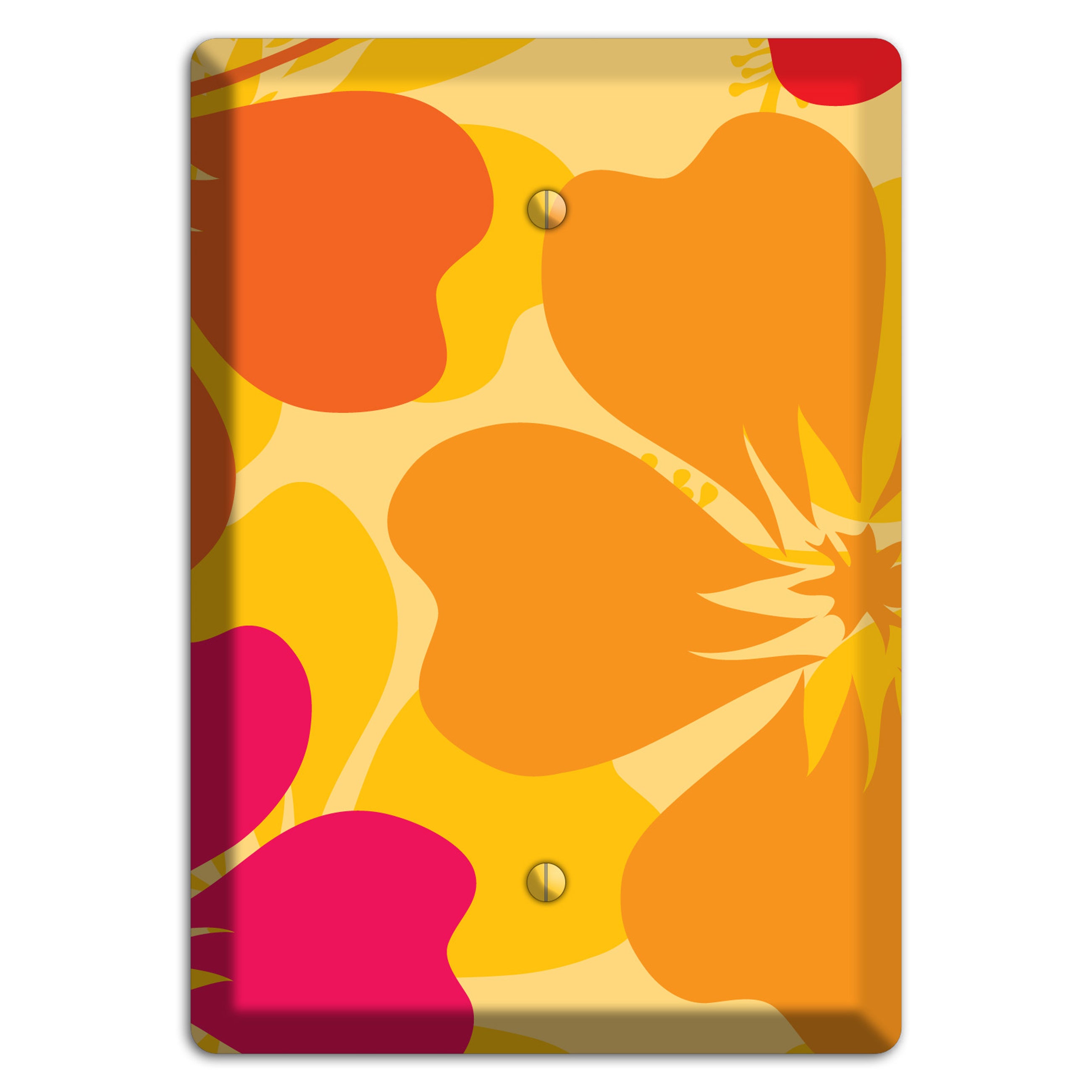 Orange Retro Flowers 2 Blank Wallplate