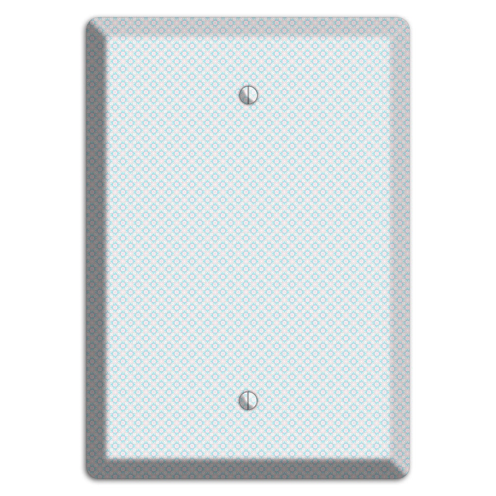 White with Light Blue Tiny Arabesque Blank Wallplate