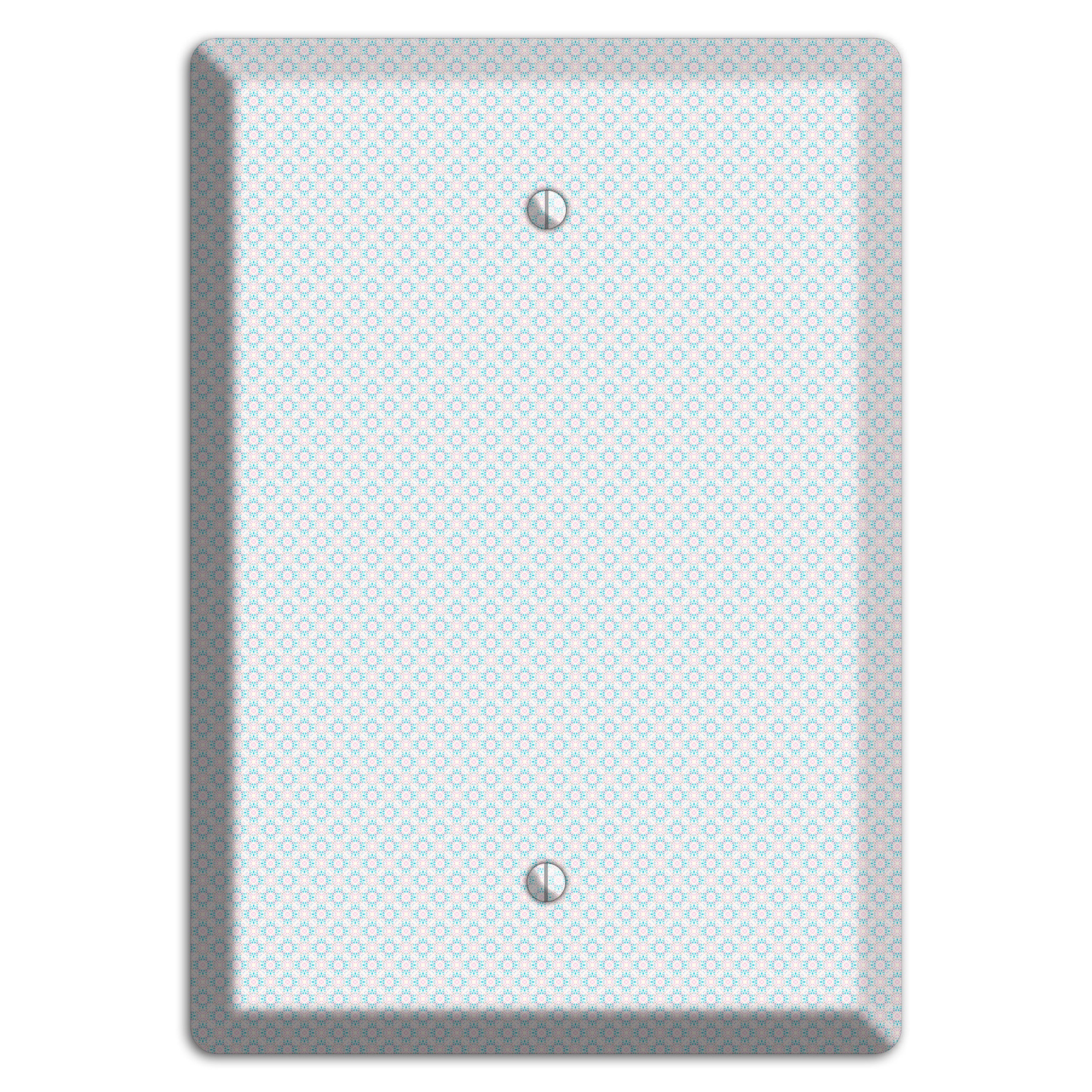 White with Light Blue Tiny Arabesque Blank Wallplate