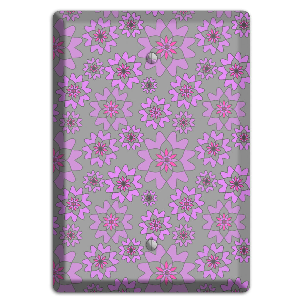 Grey with Purple Retro Suzani Blank Wallplate