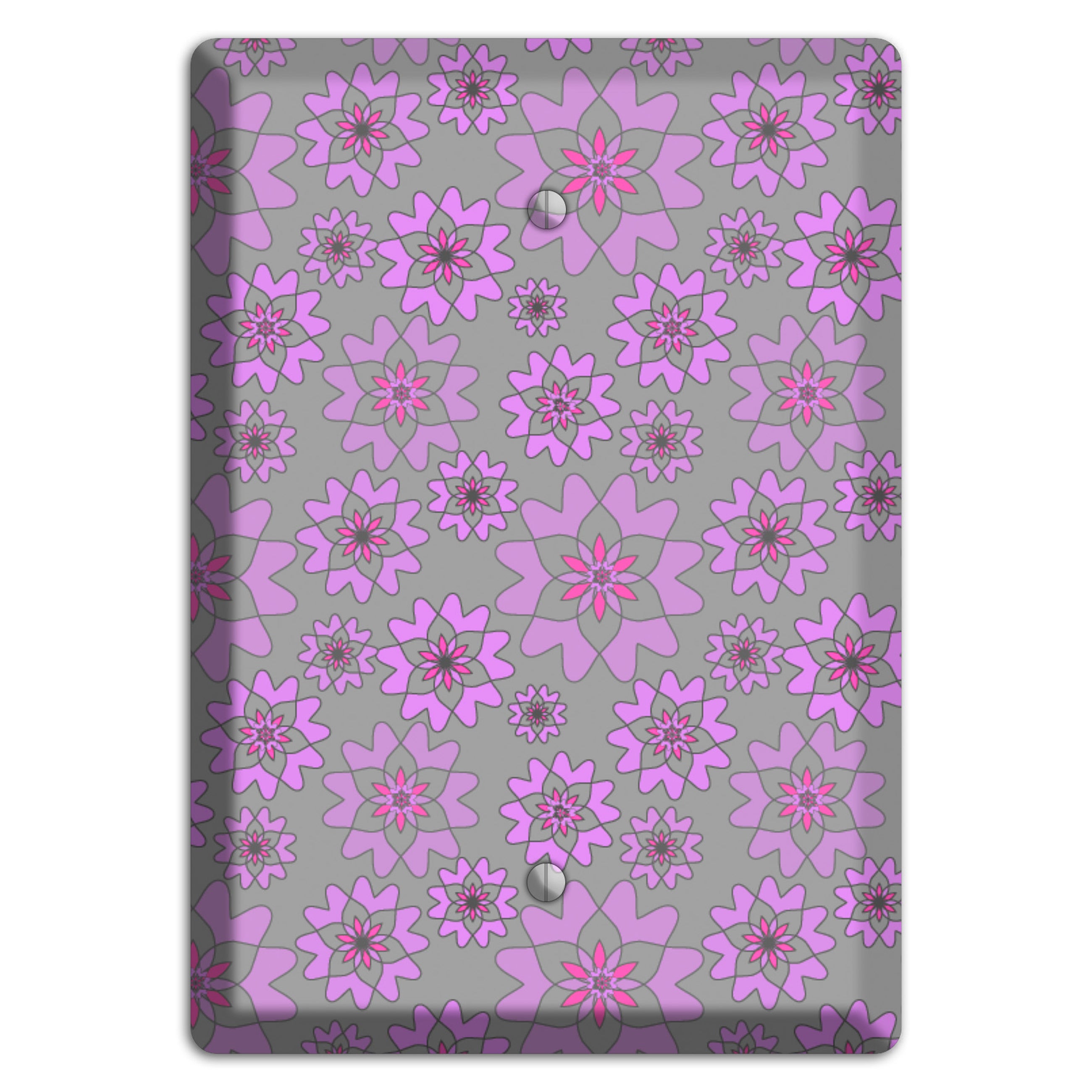 Grey with Purple Retro Suzani Blank Wallplate