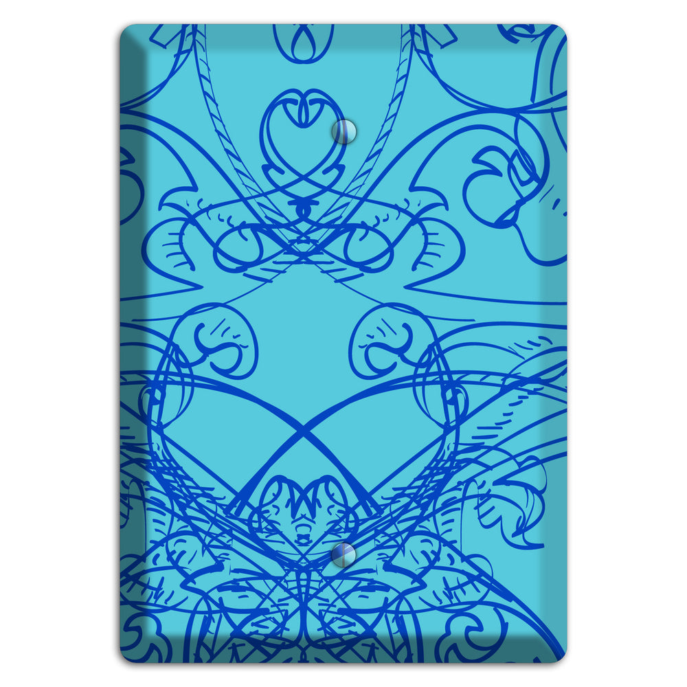 Turquoise Deco Sketch Blank Wallplate