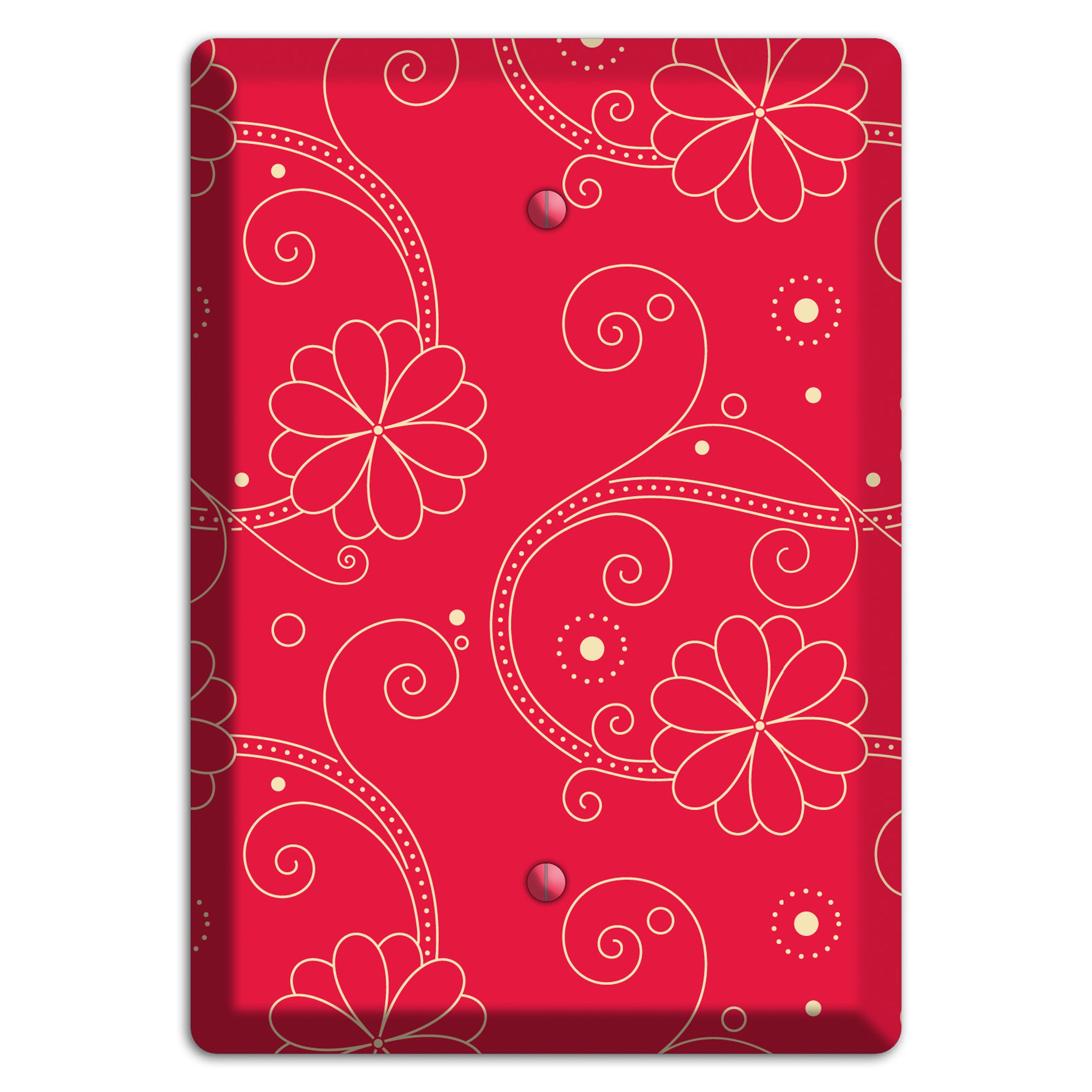 Red Floral Swirl Blank Wallplate