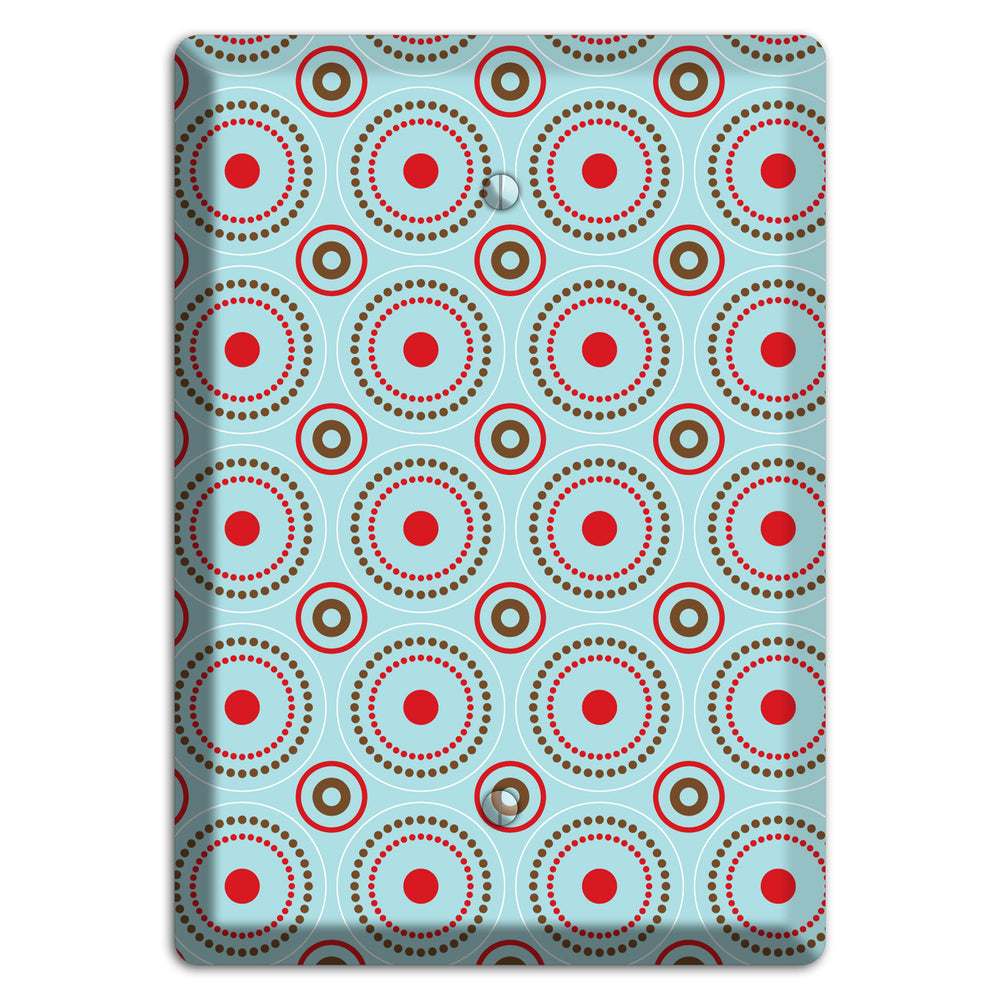 Dusty Blue with Red and Brown Retro Suzani Blank Wallplate