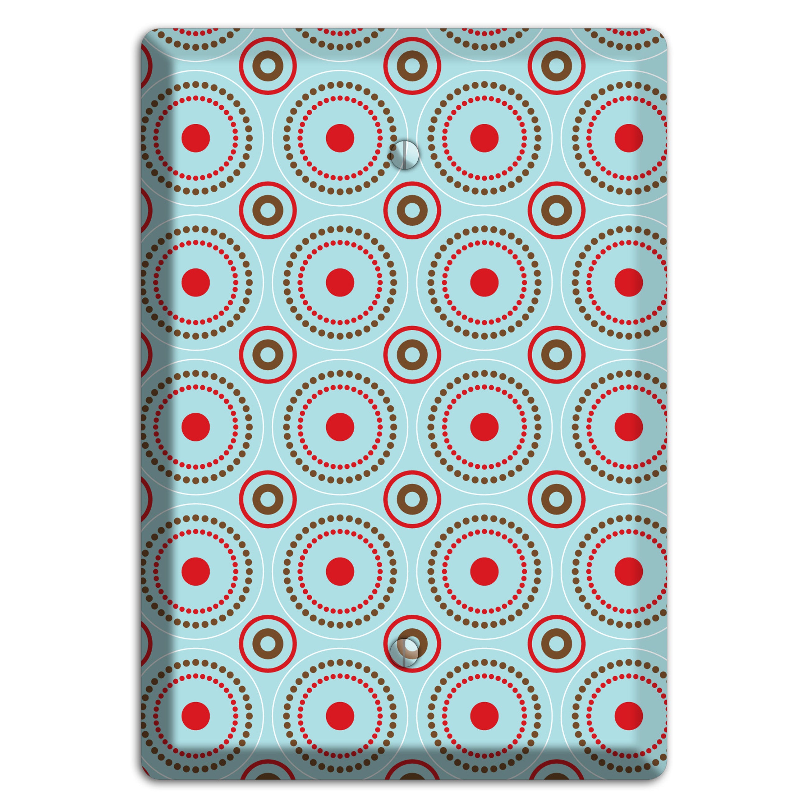 Dusty Blue with Red and Brown Retro Suzani Blank Wallplate