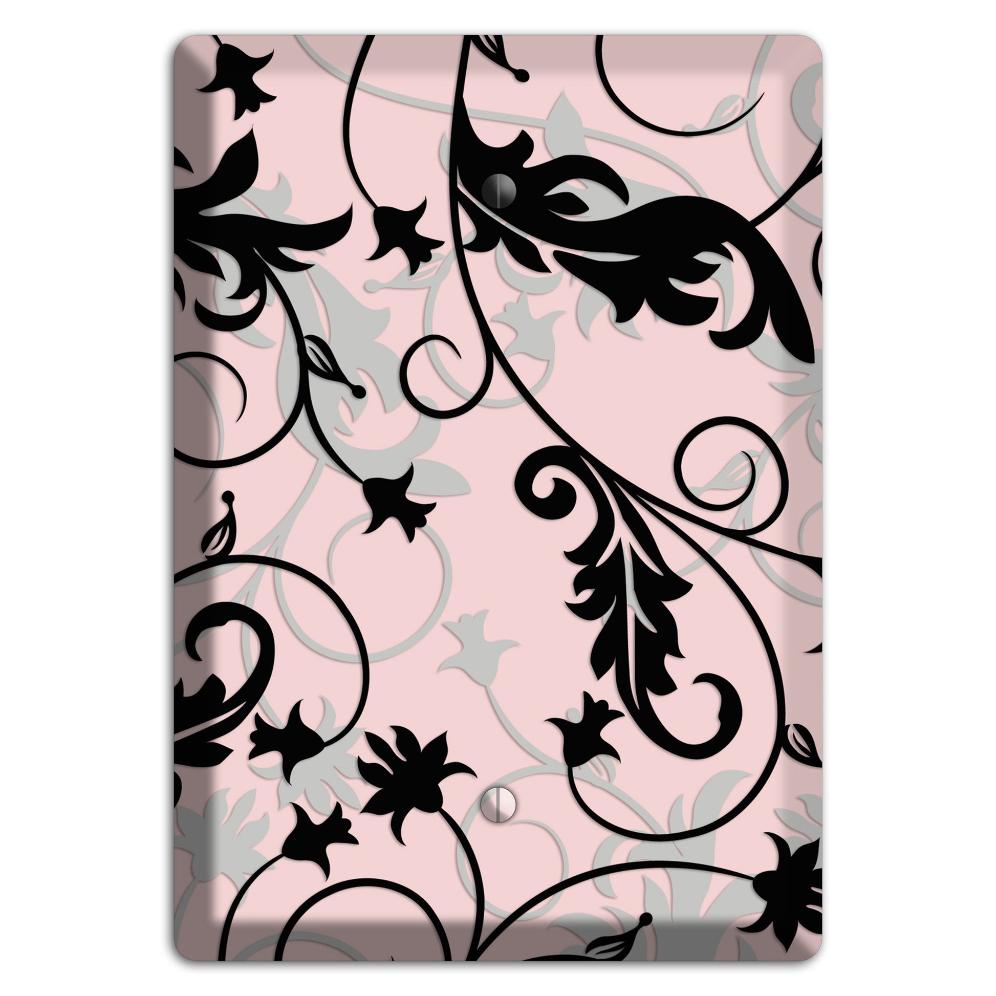 Dusty Pink Grey Black Victorian Sprig Blank Wallplate