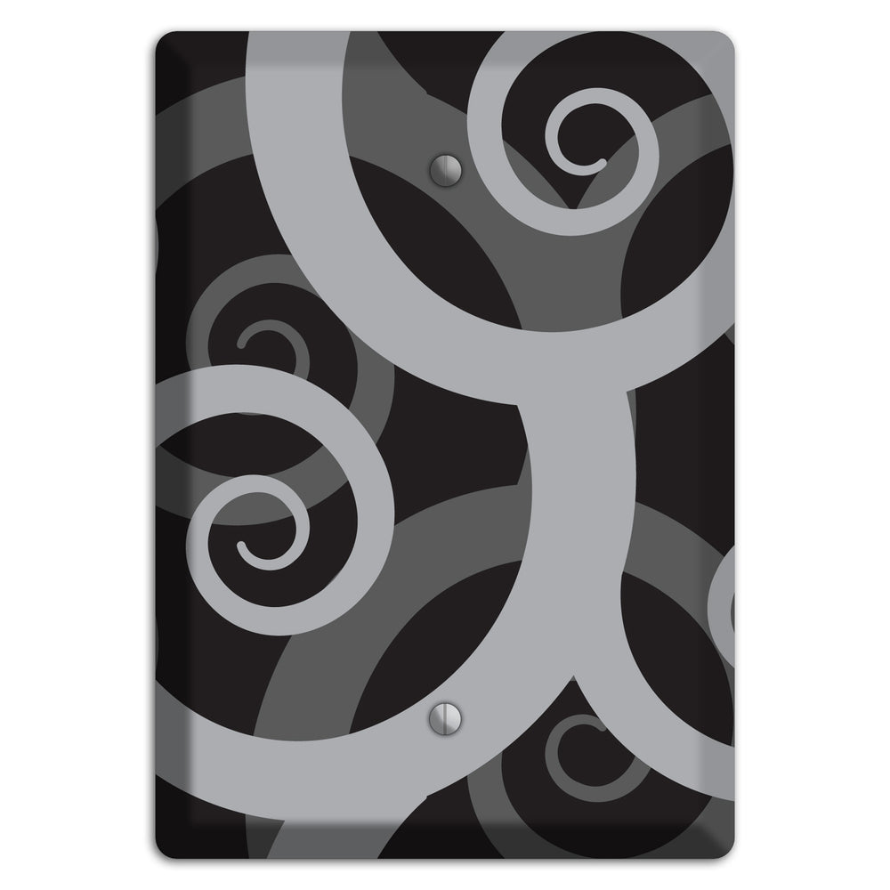 Black with Grey Large Swirl Blank Wallplate