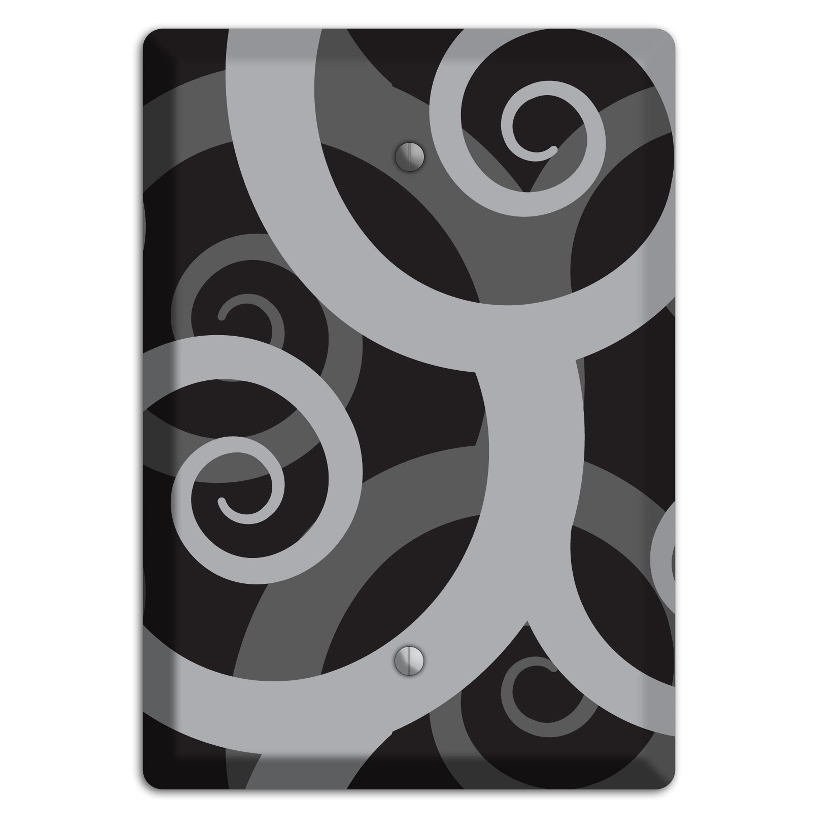 Black with Grey Large Swirl Blank Wallplate