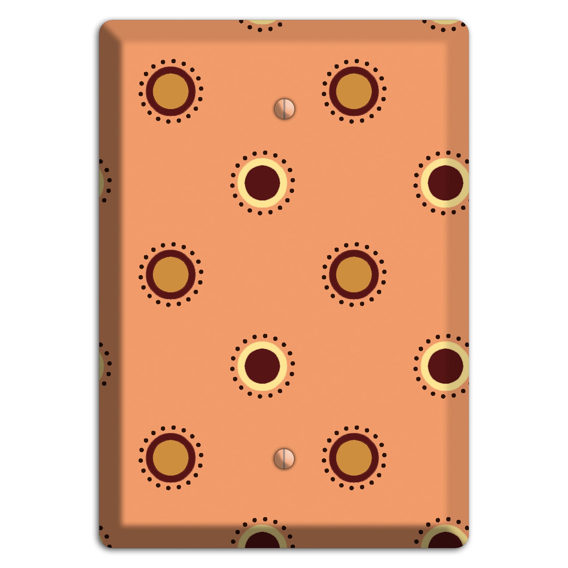 Coral with Multi Brown Suzani Dots Blank Wallplate