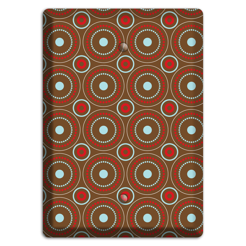 Brown with Red and Dusty Blue Retro Suzani Blank Wallplate