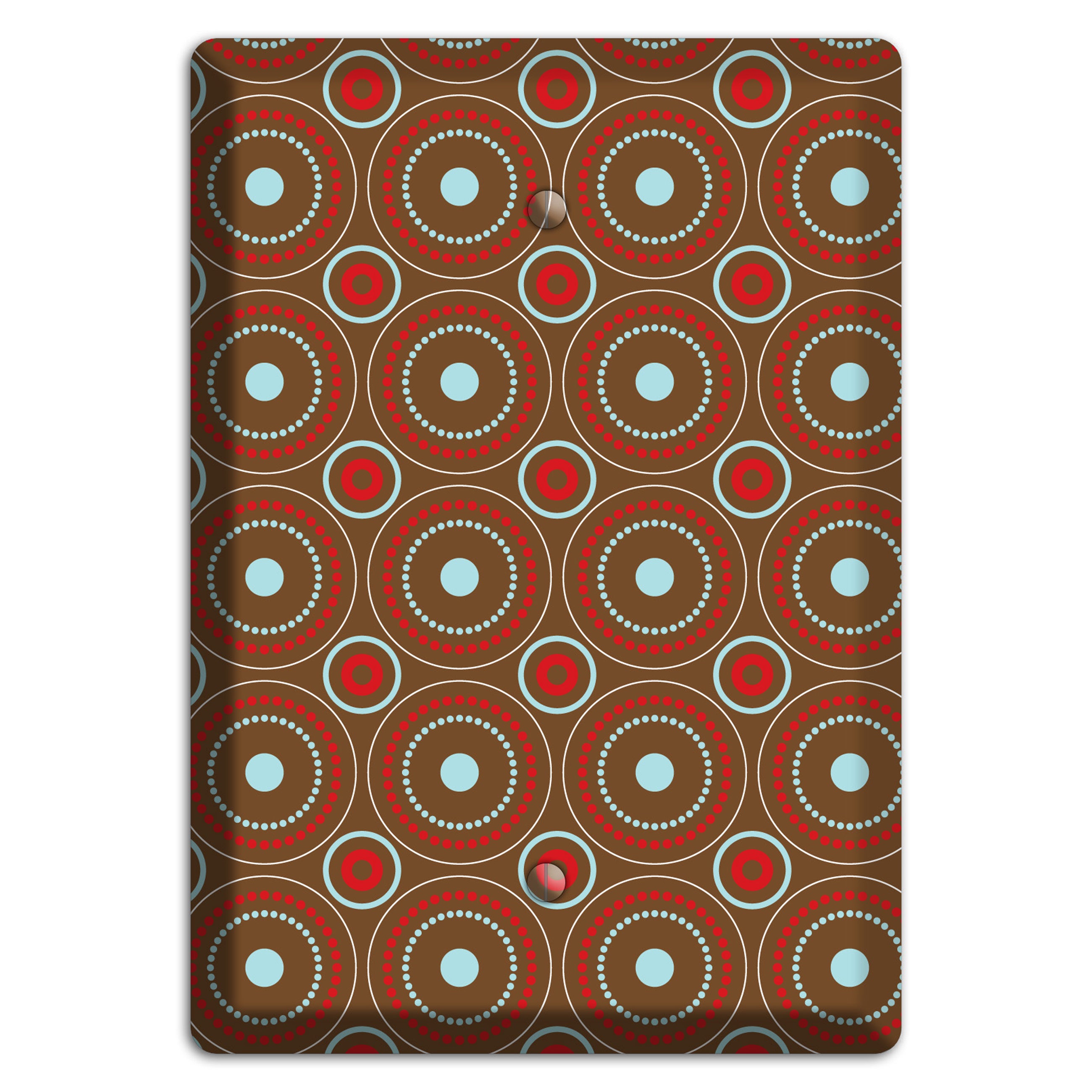 Brown with Red and Dusty Blue Retro Suzani Blank Wallplate