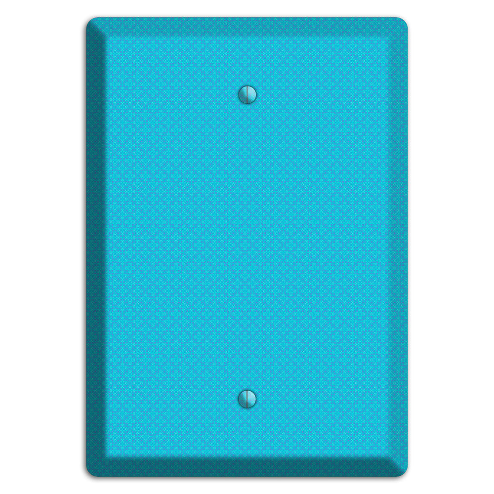 Turquoise Checkered Quatrefoil Blank Wallplate