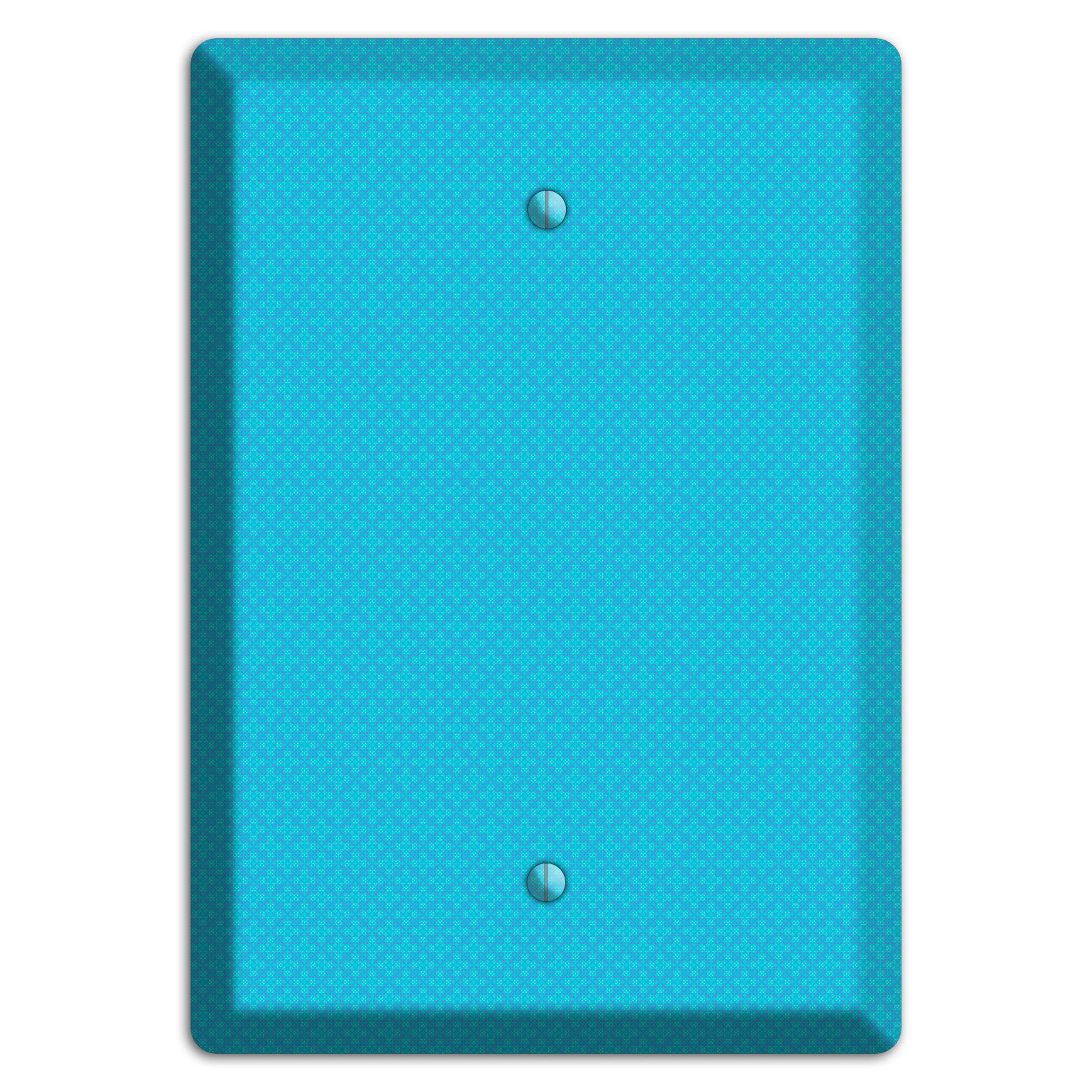 Turquoise Checkered Quatrefoil Blank Wallplate