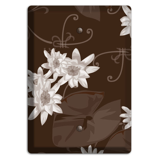 Brown with White Blooms Blank Wallplate
