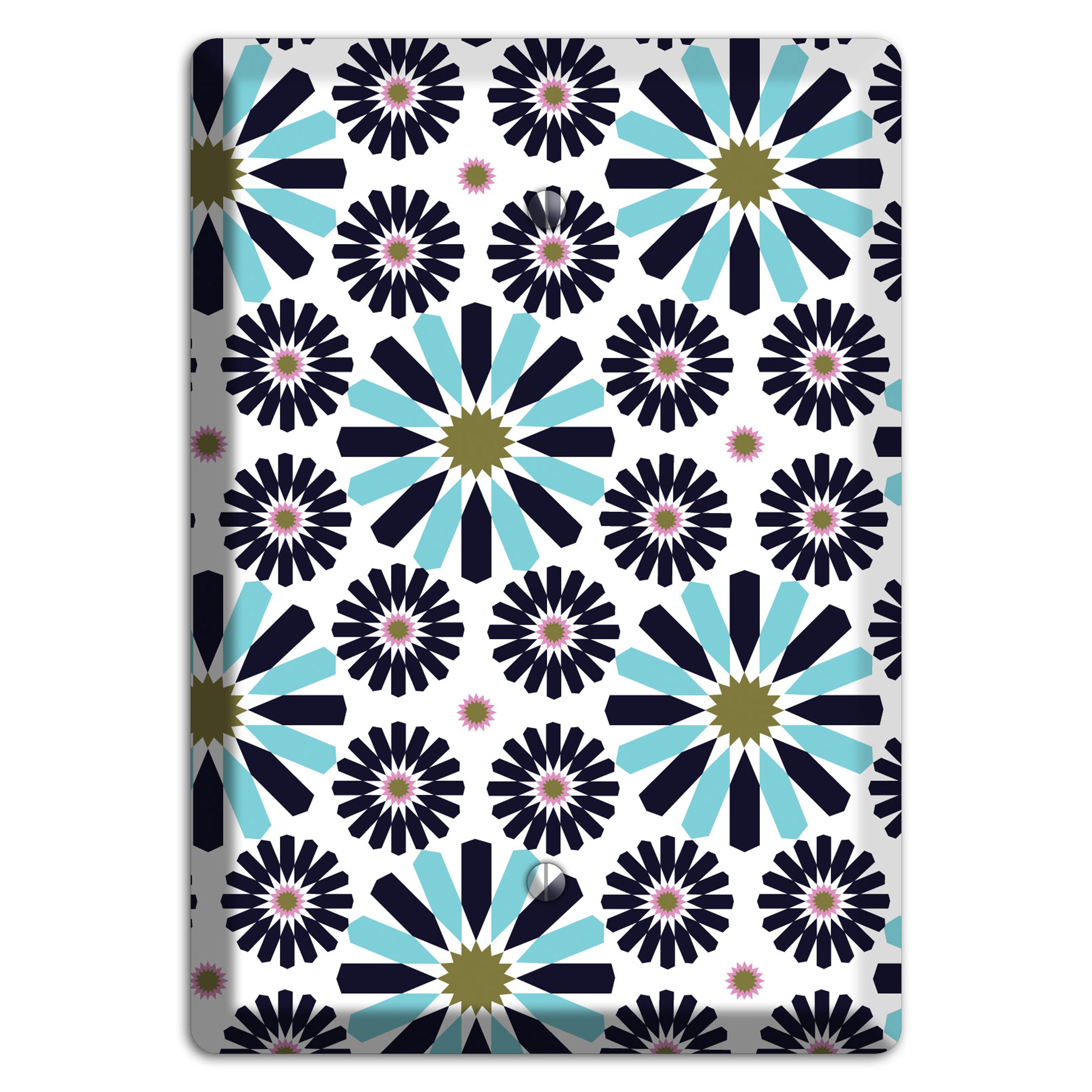 Dusty Blue and Olive Scandinavian Floral Blank Wallplate