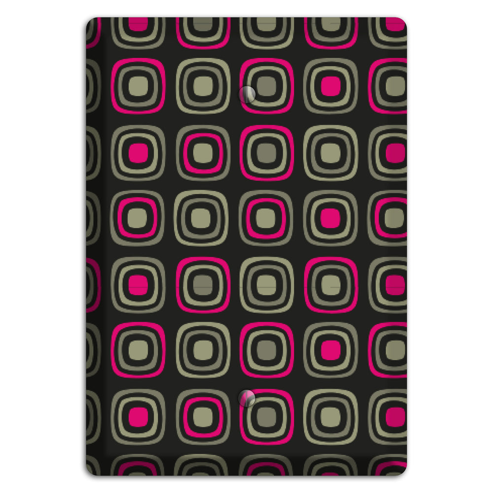 Multi Brown Fuschia Olive Retro Squares Blank Wallplate