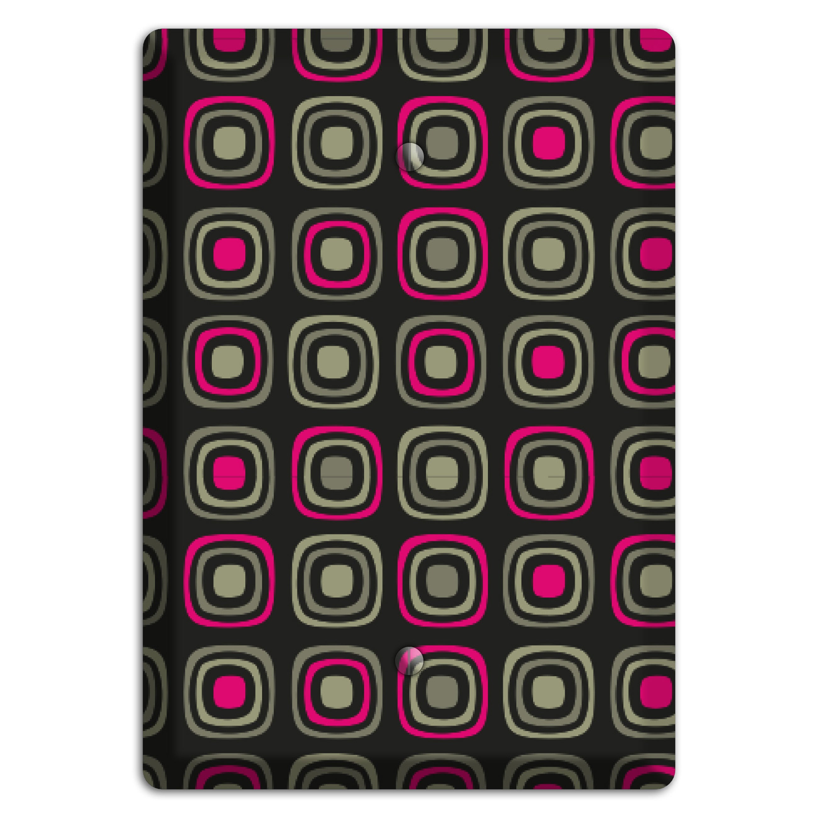 Multi Brown Fuschia Olive Retro Squares Blank Wallplate