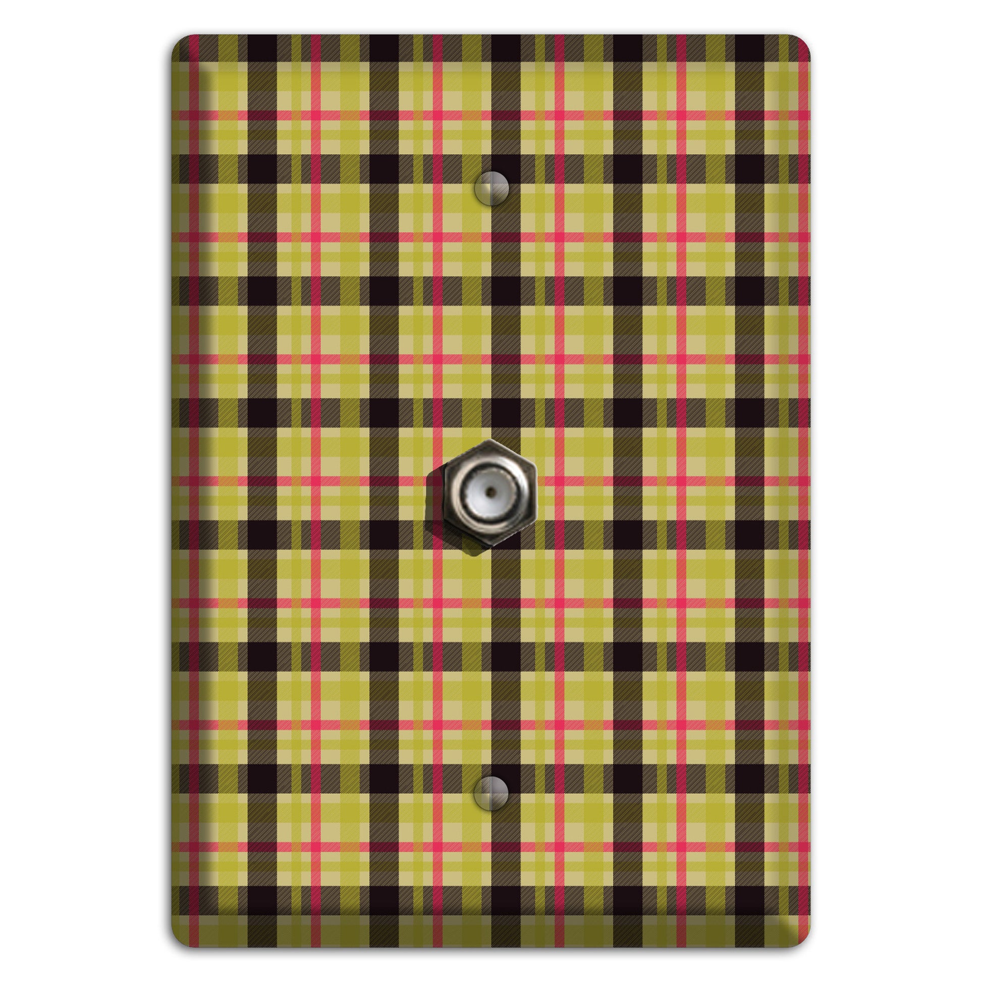 Yellow Black Red Plaid Cable Wallplate
