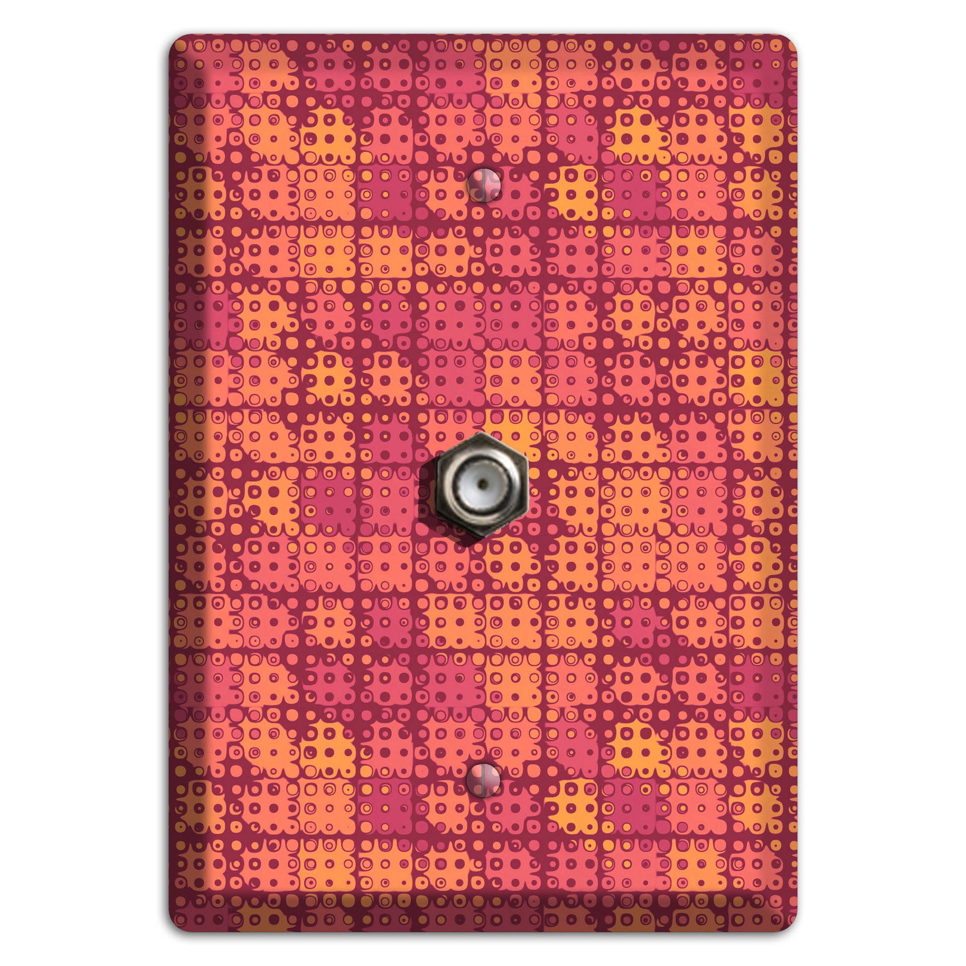 Coral Grunge Squares Cable Wallplate