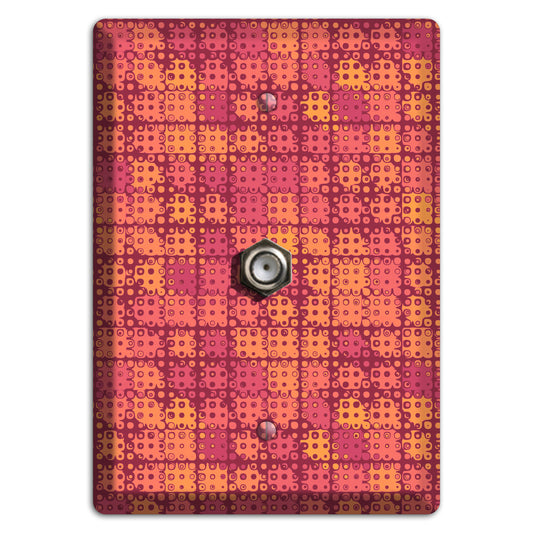 Coral Grunge Squares Cable Wallplate