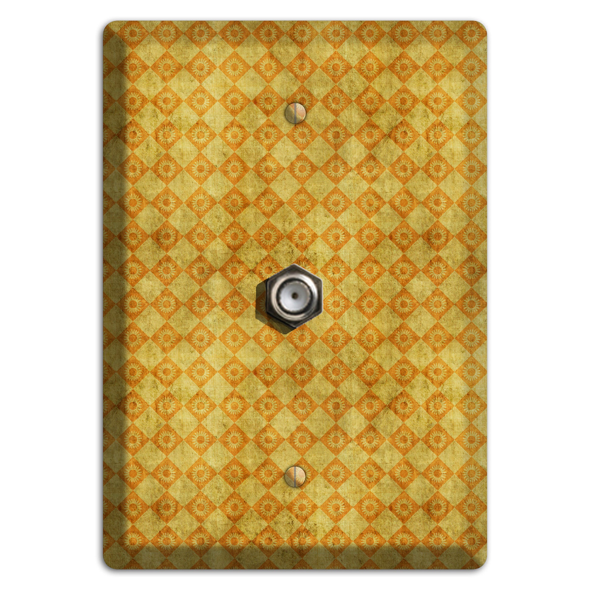 Mustard Diamond Circles Cable Wallplate