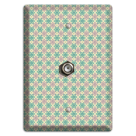 Large Green and Lavender Foulard Cable Wallplate