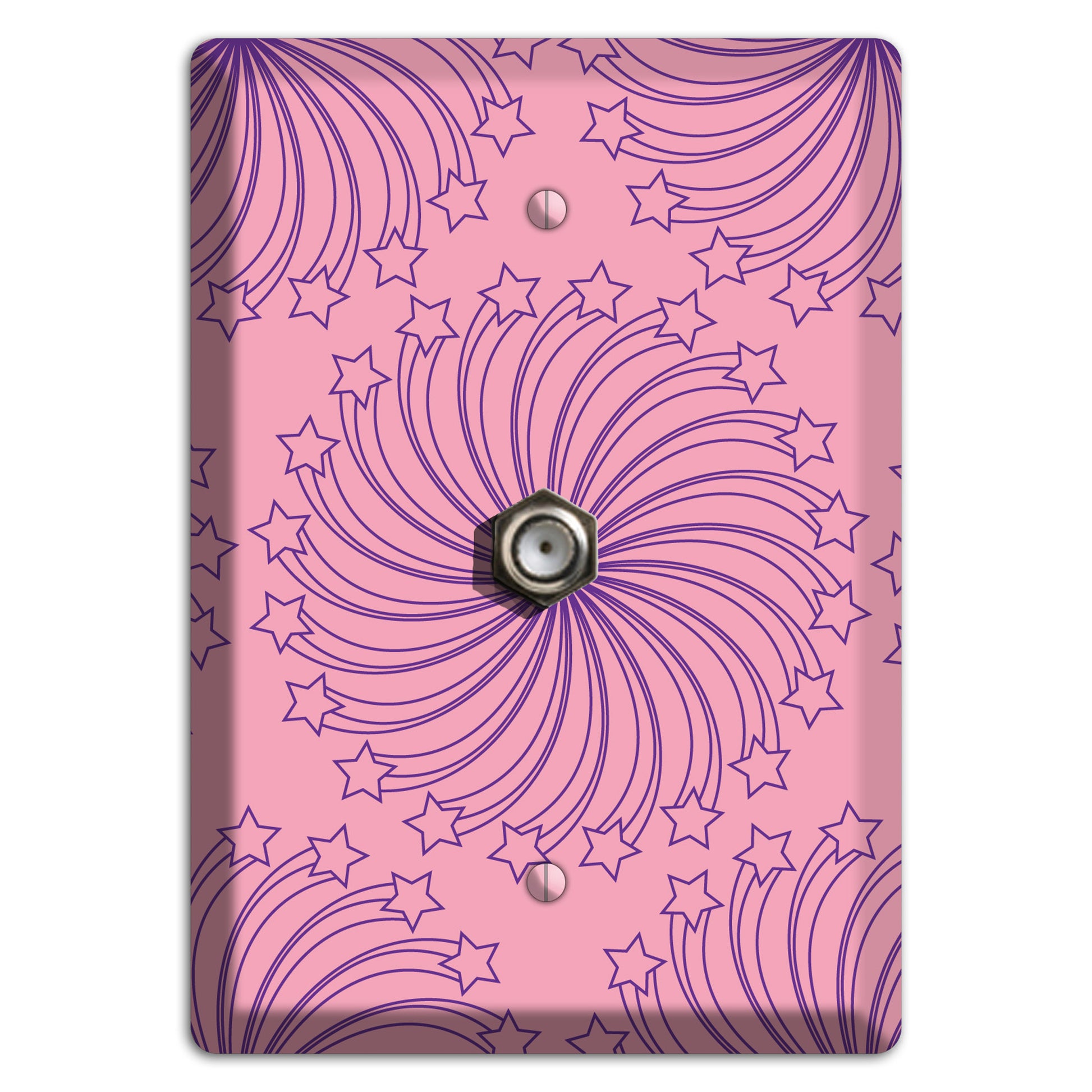 Pink with Purple Star Swirl Cable Wallplate