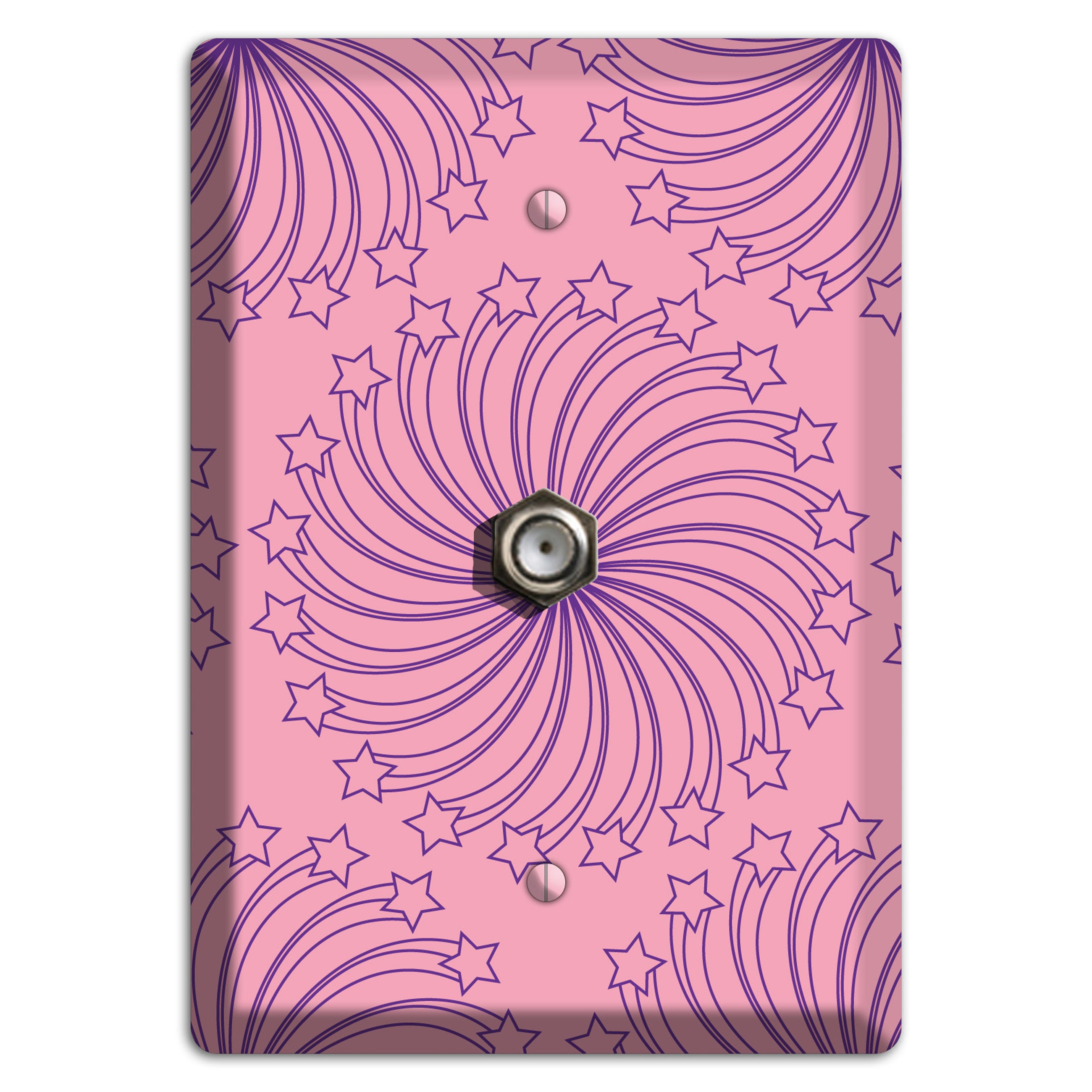 Pink with Purple Star Swirl Cable Wallplate