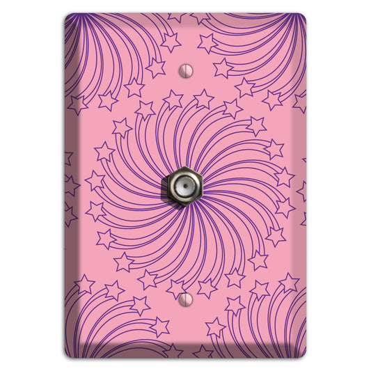 Pink with Purple Star Swirl Cable Wallplate