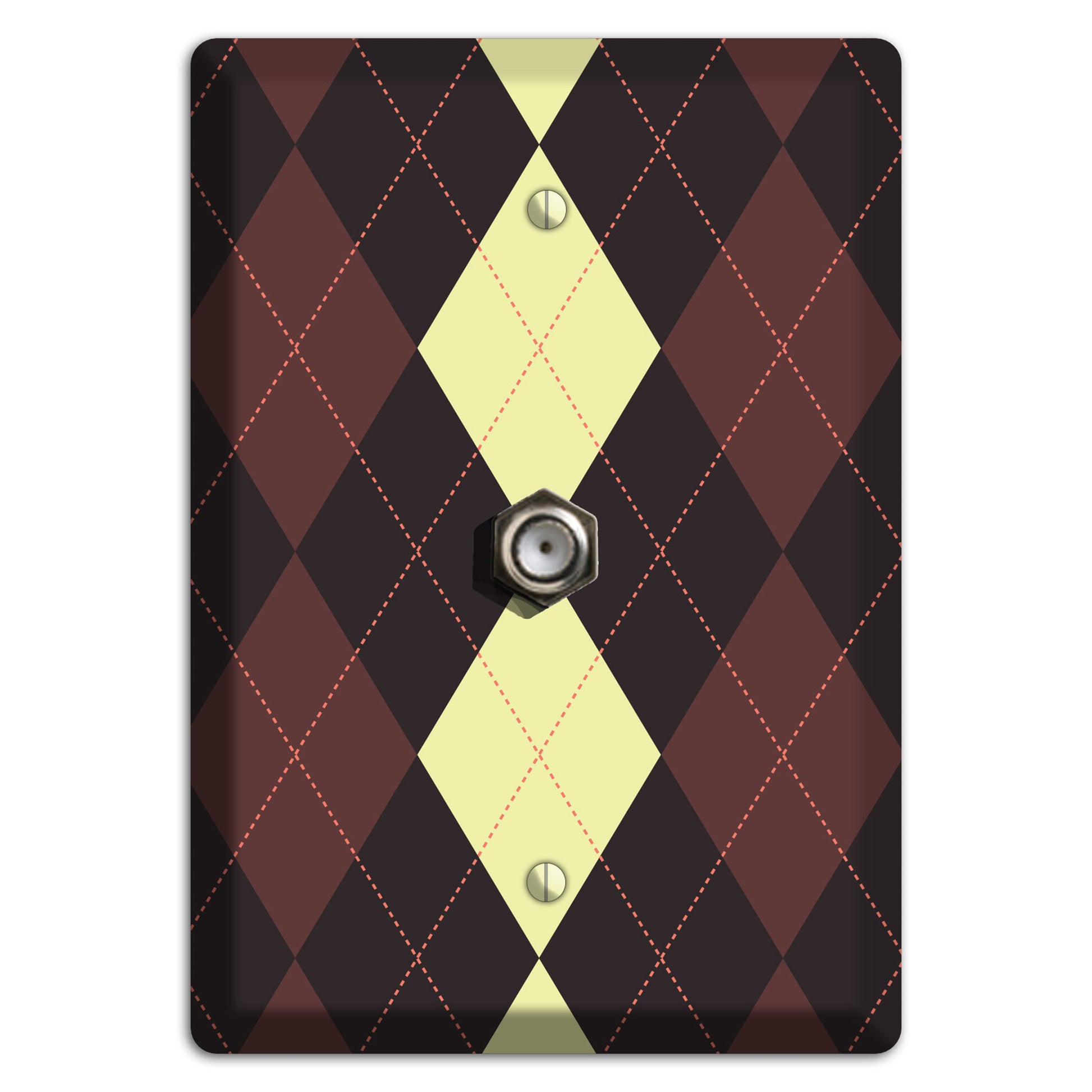 Maroon and Yellow Argyle Cable Wallplate