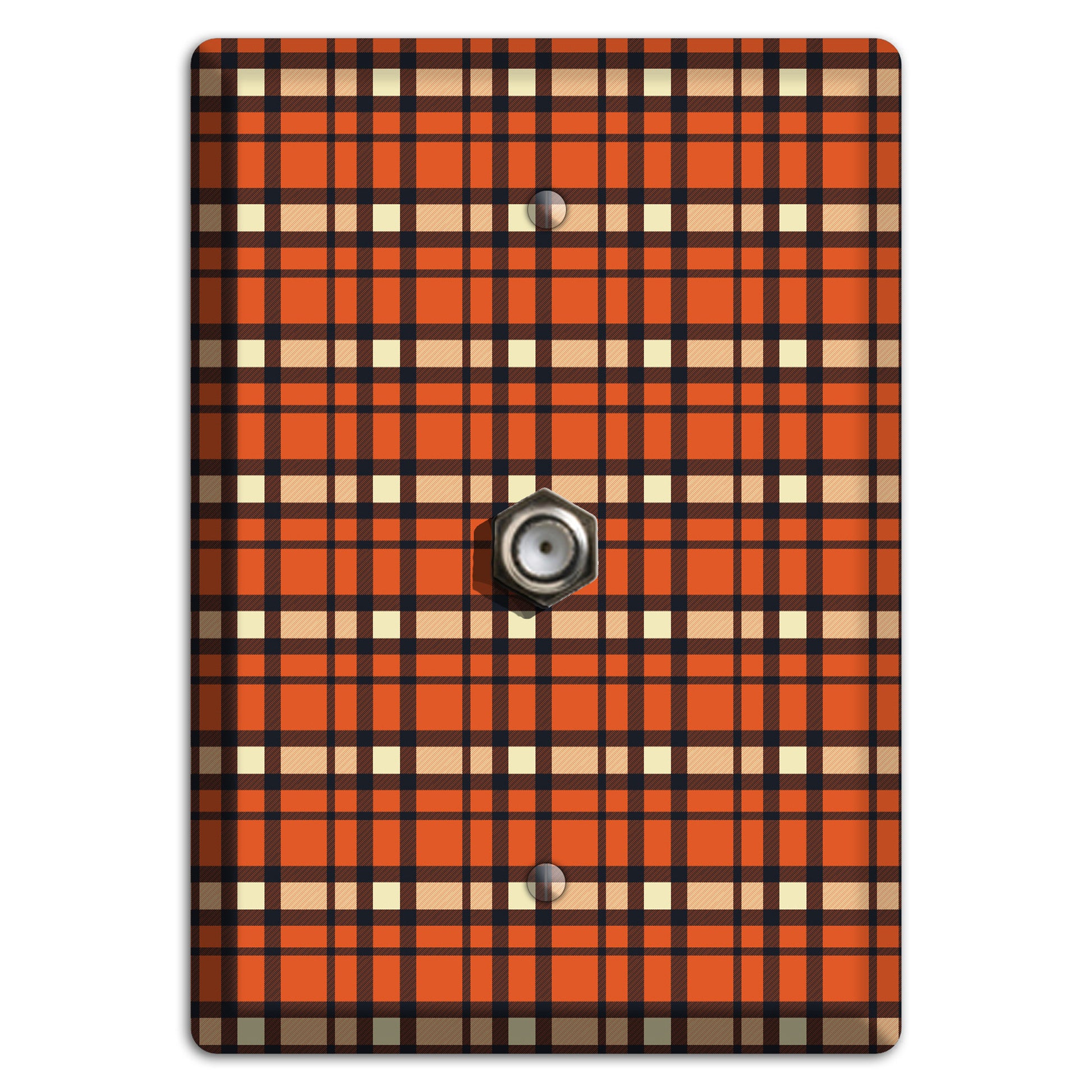 Orange Plaid Cable Wallplate