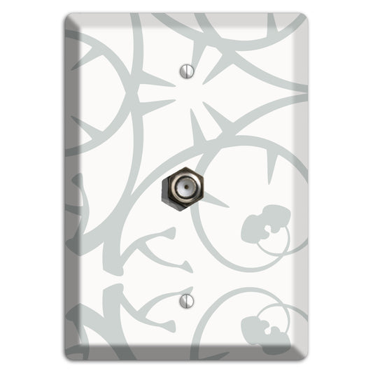 White with Grey Abstract Swirl Cable Wallplate