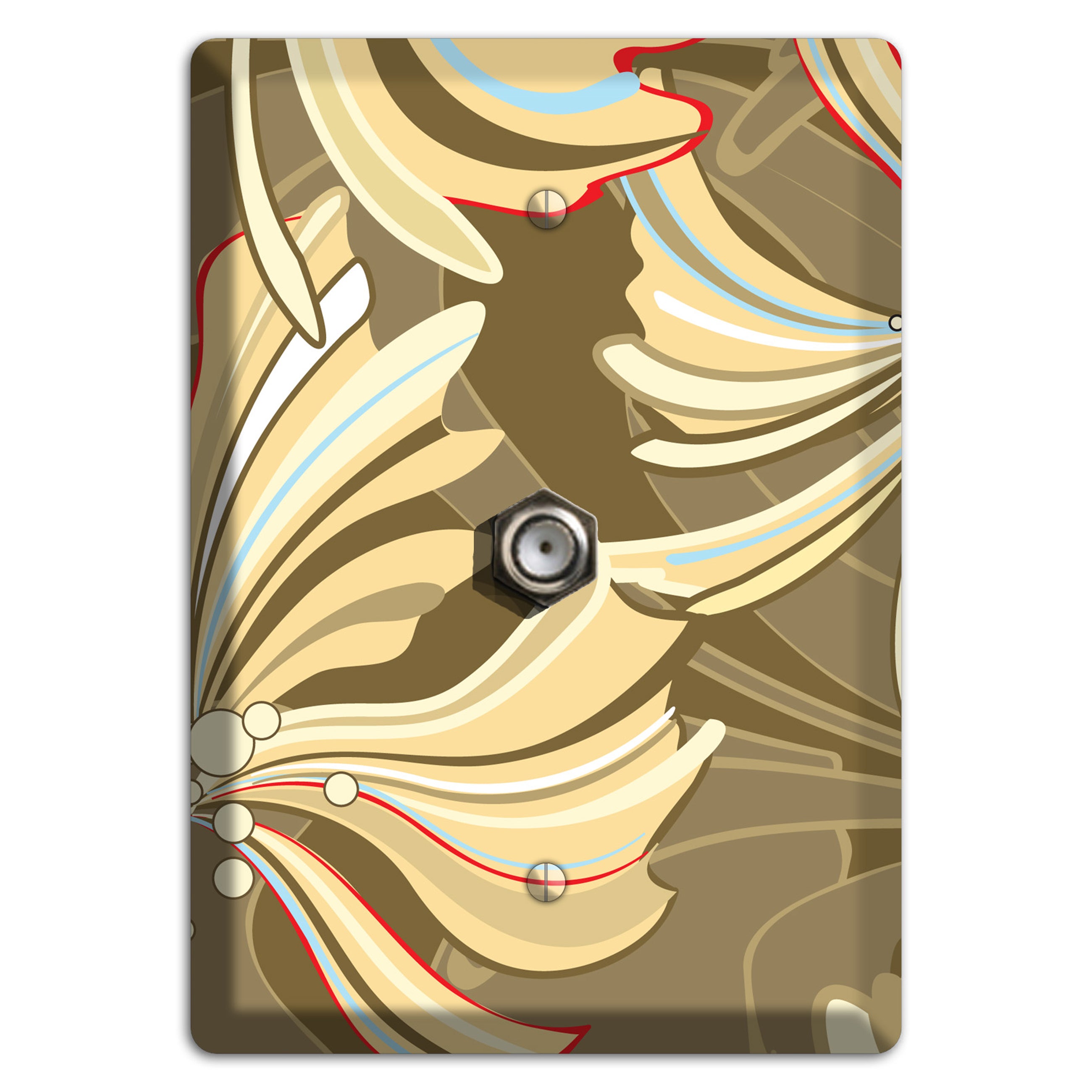 Brown Deco Blossoms Cable Wallplate
