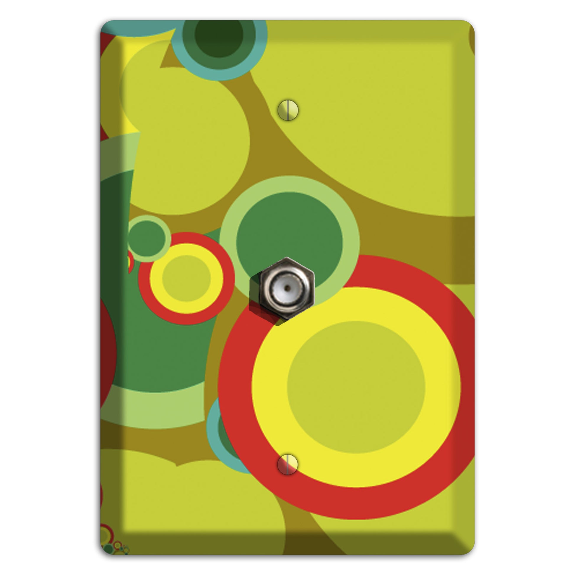 Green and Yellow Abstract Circles Cable Wallplate