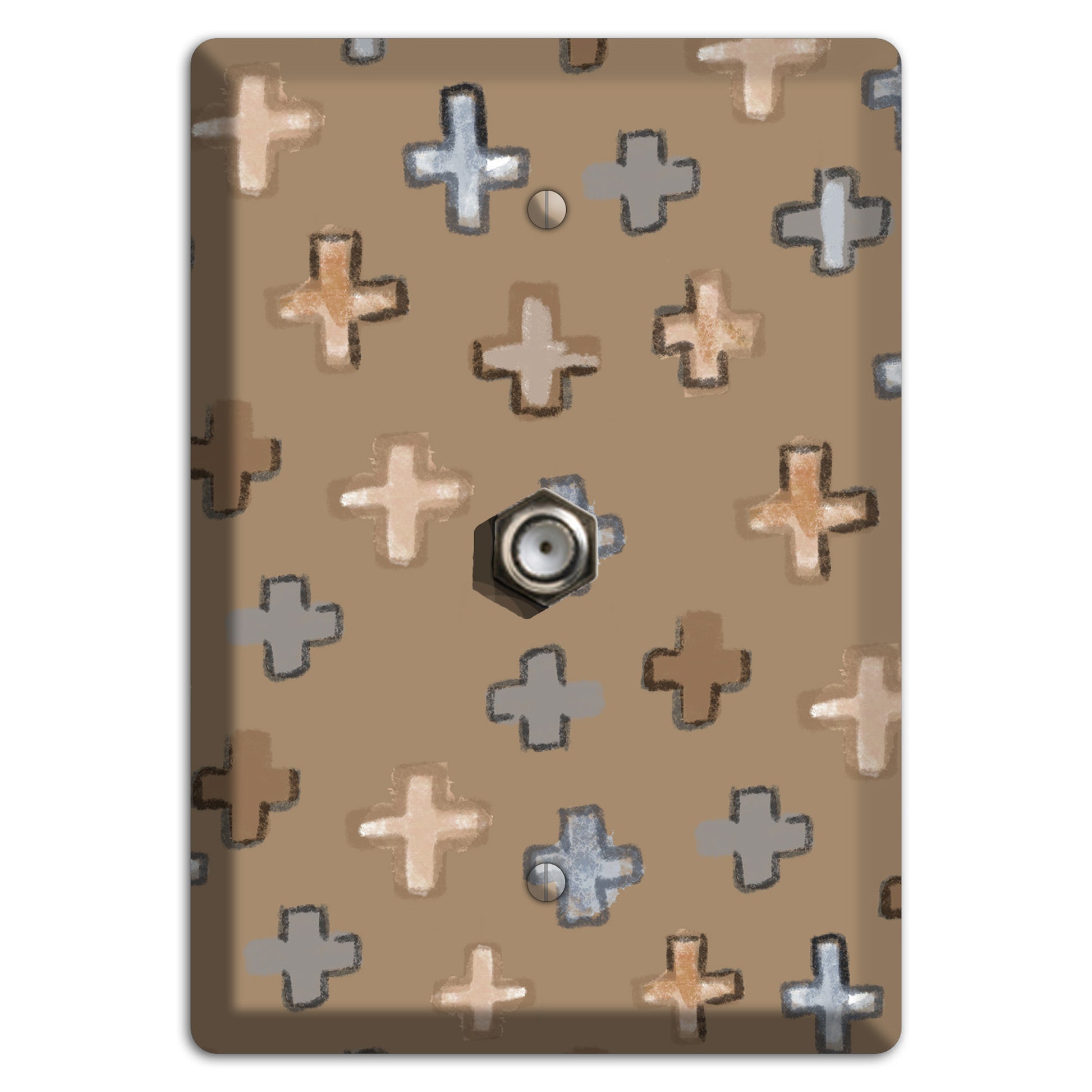 Brown Plus Signs Cable Wallplate