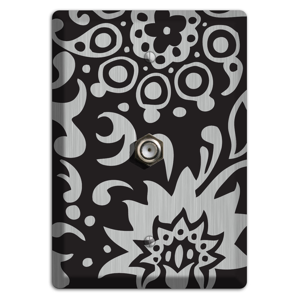 Black Boteh Stainless Steel Cable Wallplate