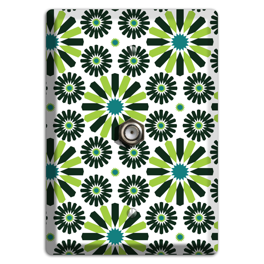 Lime and Teal Scandinavian Floral Cable Wallplate