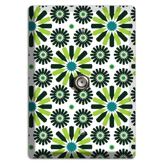Lime and Teal Scandinavian Floral Cable Wallplate