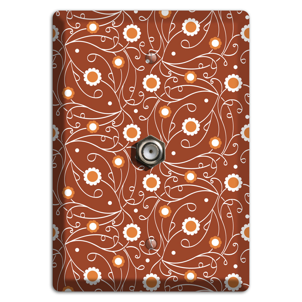 Brown Vine Floral Cable Wallplate