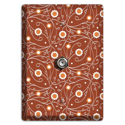 Brown Vine Floral Cable Wallplate