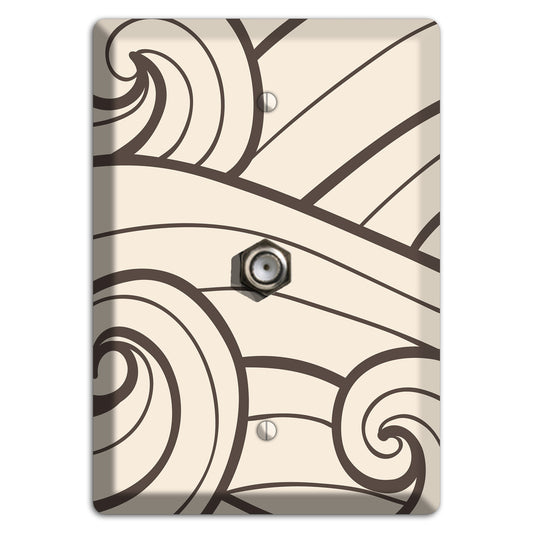 Abstract Curl Beige Cable Wallplate