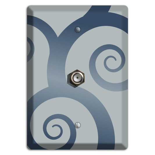Grey with Blue Large Swirl Cable Wallplate