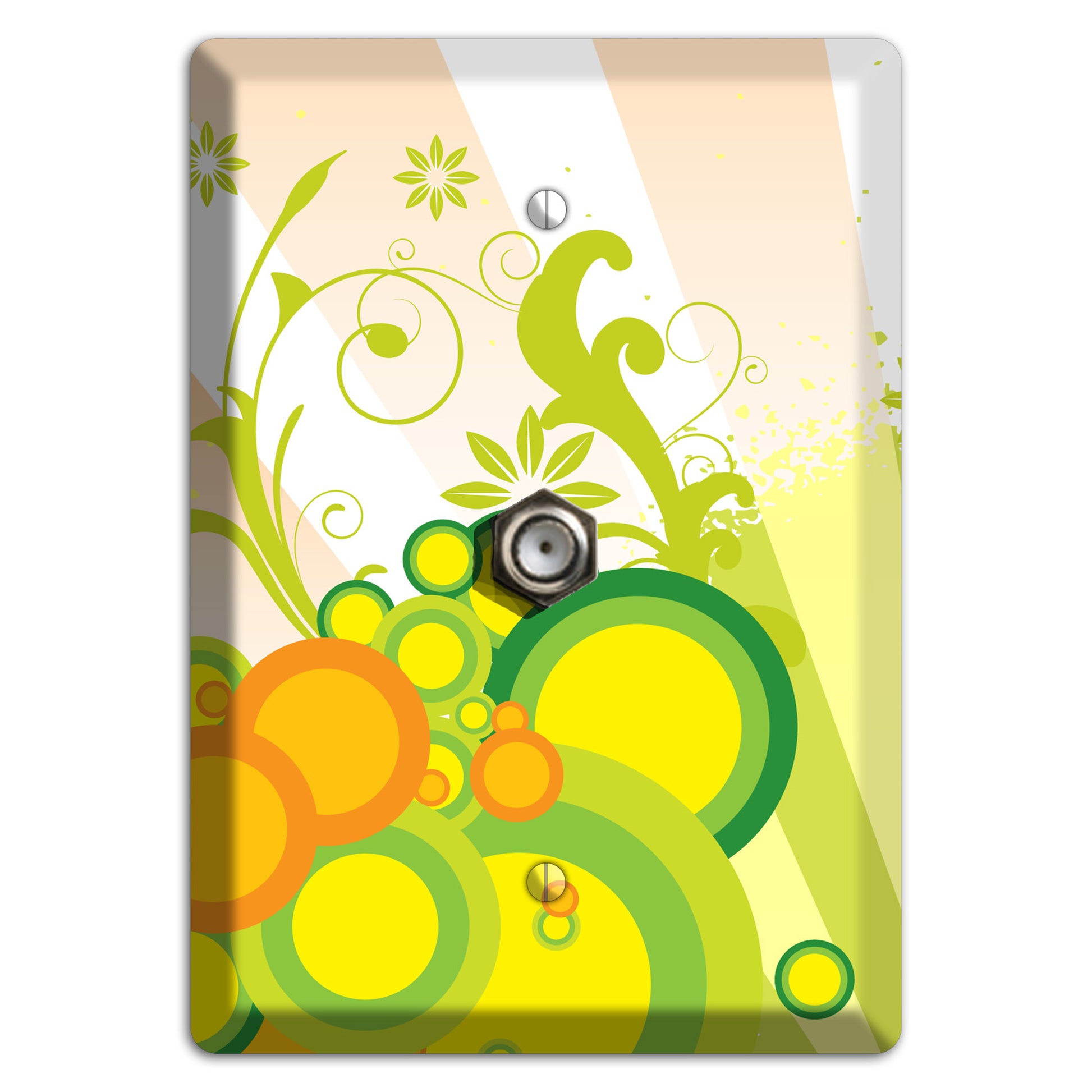 Green Yellow Orange Retro Sprig Cable Wallplate